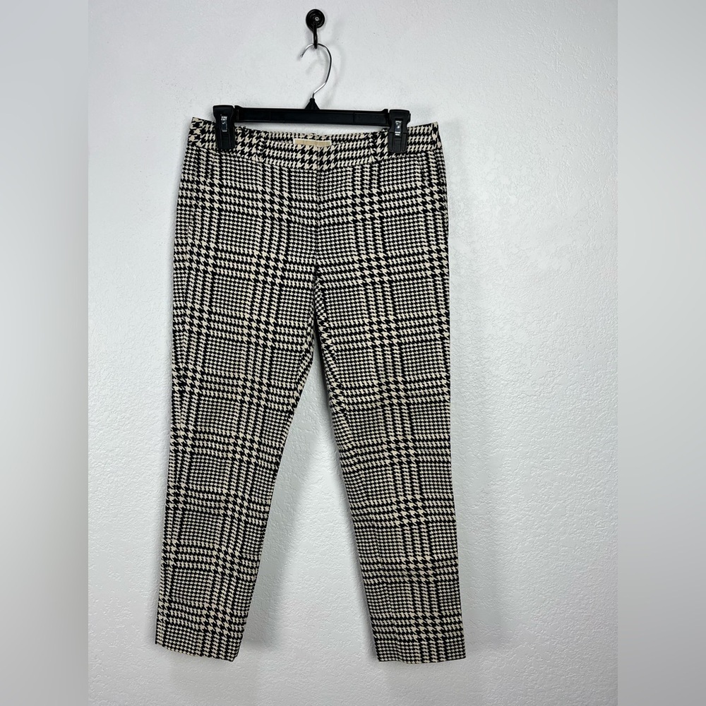 Women's Michael Kors Houndstooth Print Pants Brown/White Size 4P Summer Career